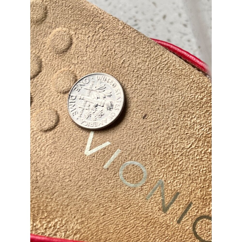 Vionic Womens Thongs Flip Flops Size 6 Red LeatherArch Support Buckle Strap - Picture 6 of 10